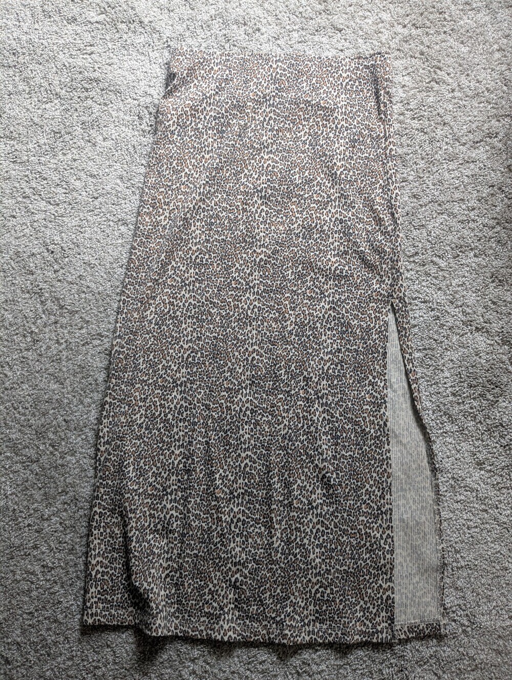 Leopard Print Side-Slit Maxi Dress - Brown
